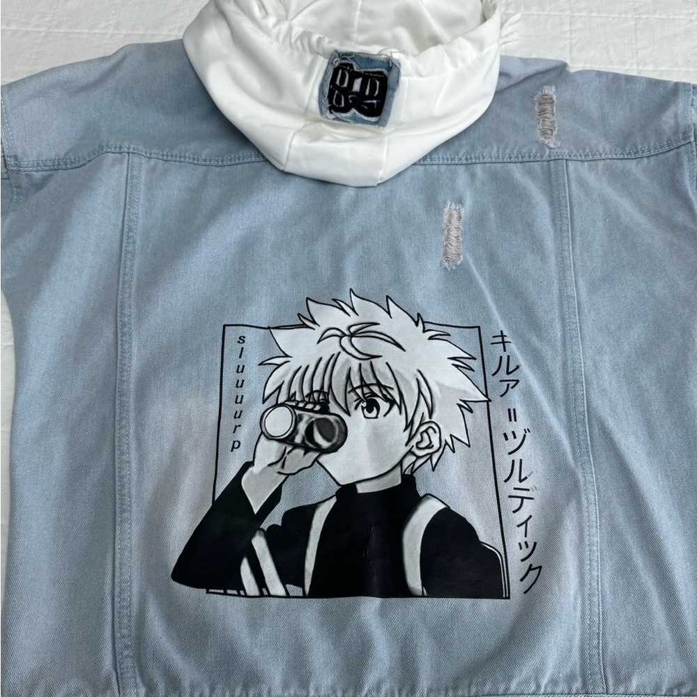 Hunter X Hunter Anime Denim Hooded Jacket, Unisex Size XXL